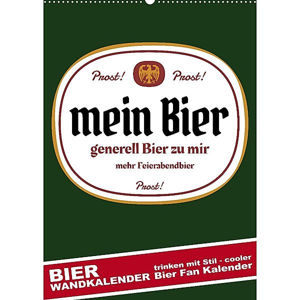 BIER Wandkalender -Trinken mit Stil (Wandkalender 2023 DIN A2 hoch), steckandose, dmr