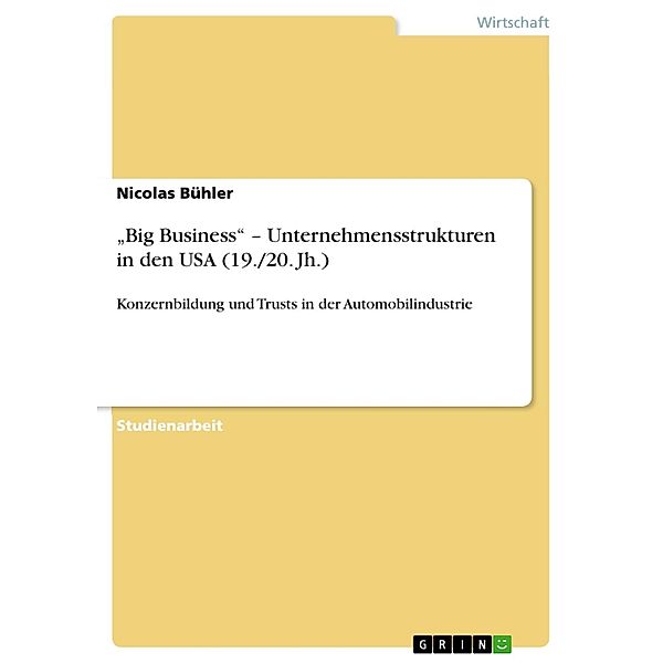 Big Business - Unternehmensstrukturen in den USA (19./20. Jh.), Nicolas Bühler