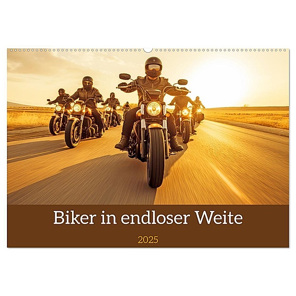 Biker in unendlicher Weite (Wandkalender 2025 DIN A2 quer), CALVENDO Monatskalender, Calvendo, Liselotte Brunner-Klaus