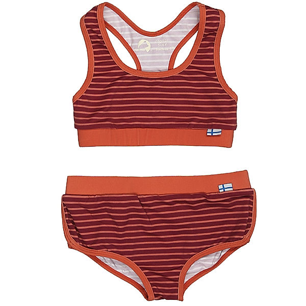 finkid Bikini LUOTO gestreift in beet red/rose