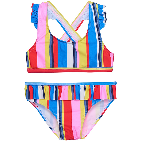 Color Kids Bikini SUMMER STRIPES mit Röckchen in diva pink
