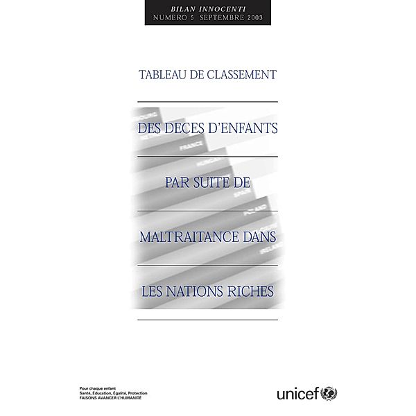 Bilan innocenti: Tableau de classement des décès d’enfants par suite de maltraitance dans les nations riches