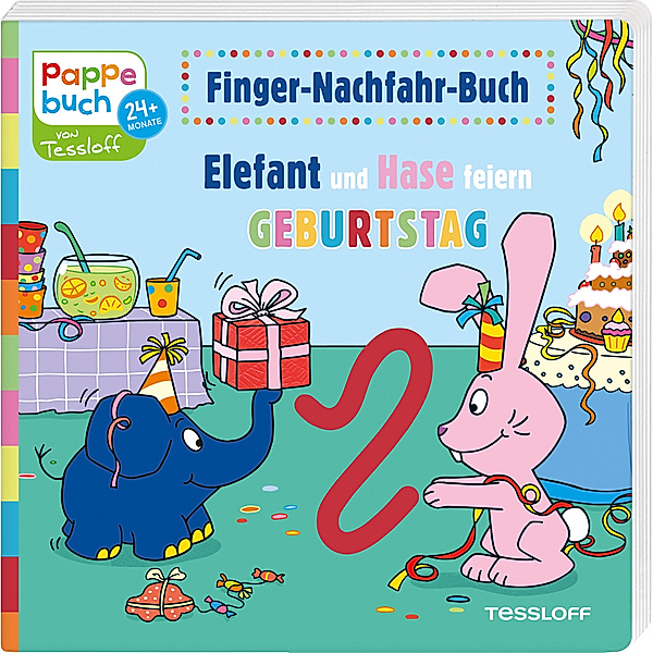 Bilderbuch ab 2 Jahre / Finger-Nachfahr-Buch. Elefant und Hase feiern Geburtstag, Katja Baier, Christian Gubelt