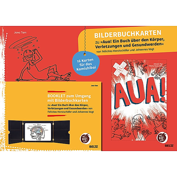 Bilderbuchkarten »Aua! Ein Buch über den Körper, Verletzungen und Gesundwerden« von Felicitas Horstschäfer und Johannes Vogt, Jana Tam