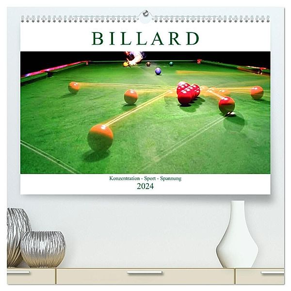 Billard. Konzentration - Sport - Spannung (hochwertiger Premium Wandkalender 2024 DIN A2 quer), Kunstdruck in Hochglanz, Boris Robert