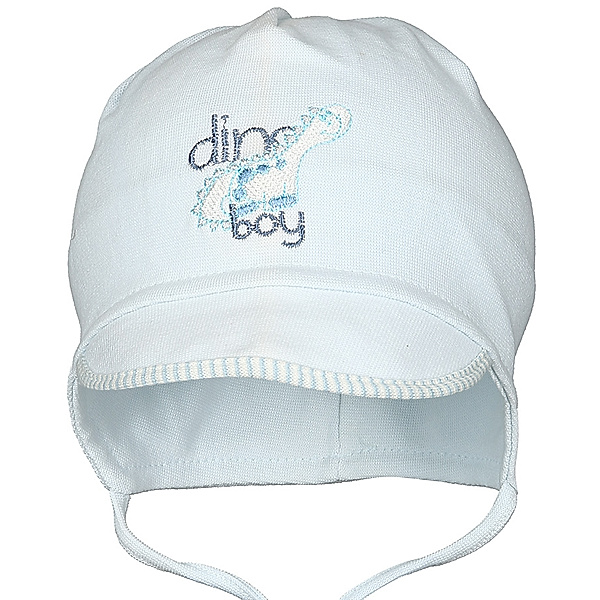 Wegener Kids Binde-Mütze DINO BOY mit Schirm in hellblau