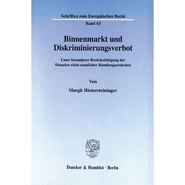 Binnenmarkt und Diskriminierungsverbot., Margit Hintersteininger