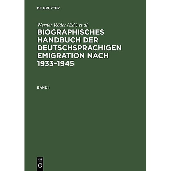 Biographisches Handbuch der deutschsprachigen Emigration nach 1933-1945