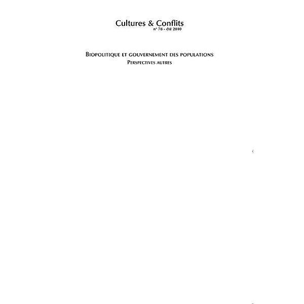 Biopolitique et gouvernement des populations / Hors-collection, Caraes Marie-Haude