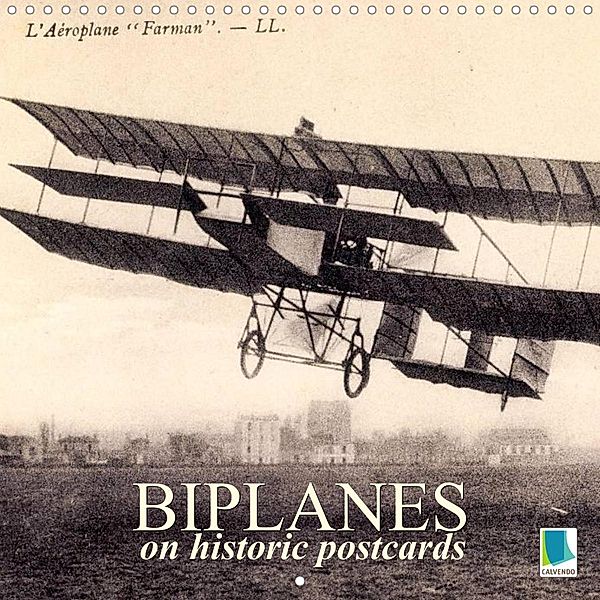 Biplanes on historic postcards (Wall Calendar 2022 300 × 300 mm Square), Calvendo