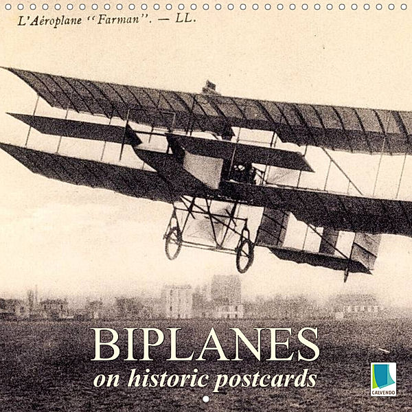 Biplanes on historic postcards (Wall Calendar 2023 300 × 300 mm Square), Calvendo