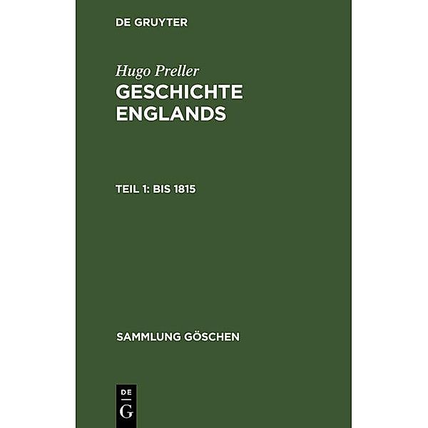 Bis 1815 / Sammlung Göschen Bd.375, Hugo Preller