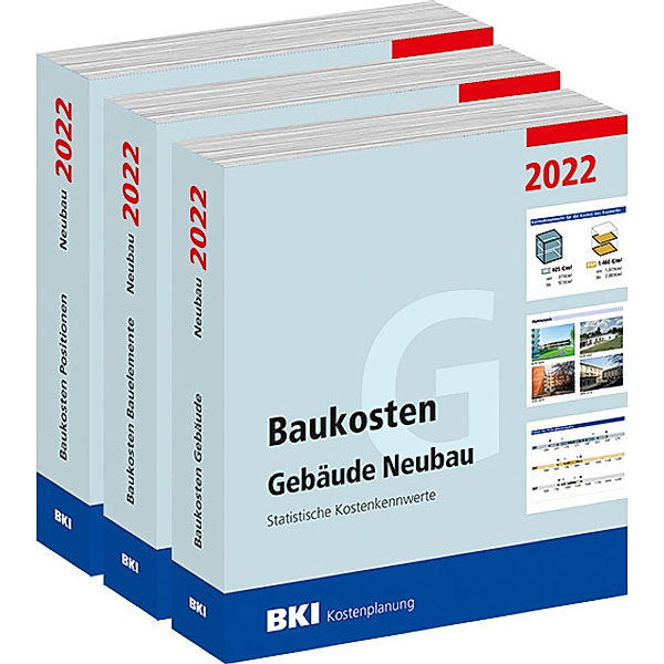 BKI Baukosten Gebäude + Positionen + Bauelemente Neubau 2022 - Kombi Teil 1-3