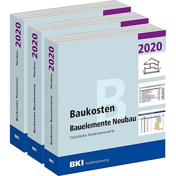 BKI Baukosten Gebäude, Positionen und Bauelemente Neubau 2020, 3 Bde.