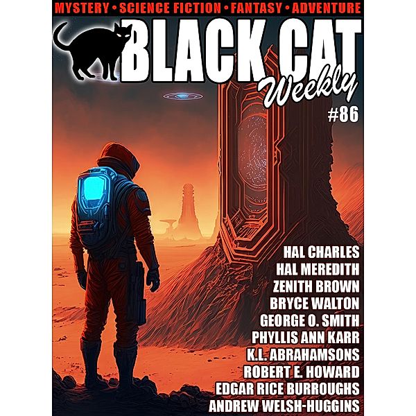 Black Cat Weekly #86, K. L. Abrahamson, Hal Meredith, Andrew Welsh-Huggins, Phyllis Ann Karr, Hal Charles, Zenith Brown, Bryce Walton, George O. Smith, Robert E. Howard, Edgar Rice Burroughs