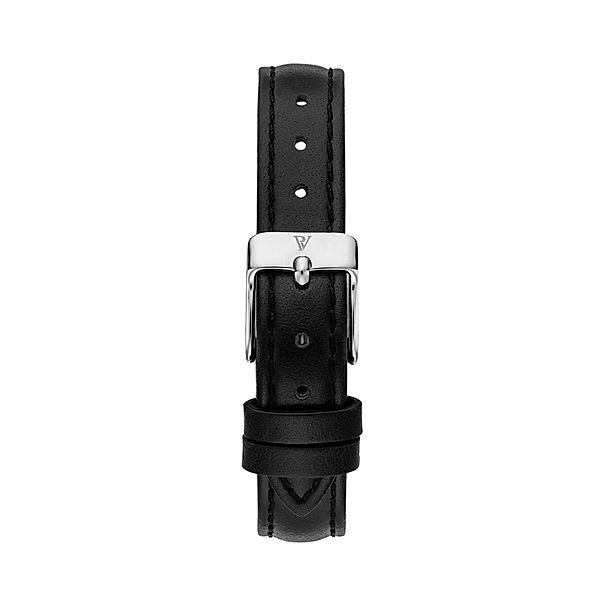 Black Leather Strap Silver 18mm