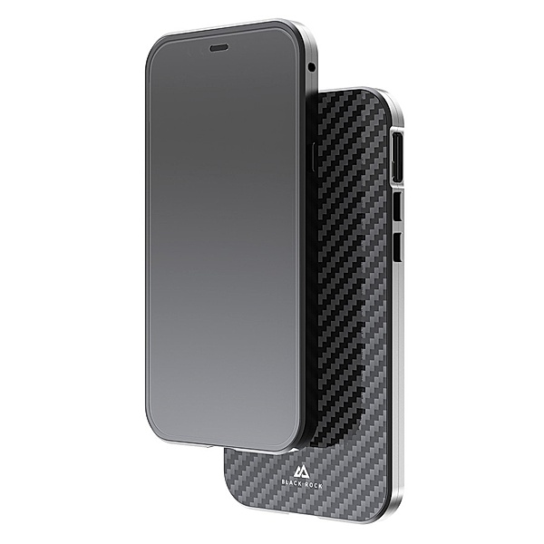 Black Rock Cover 360° Glass für Apple iPhone 12/12 Pro, Real Carbon