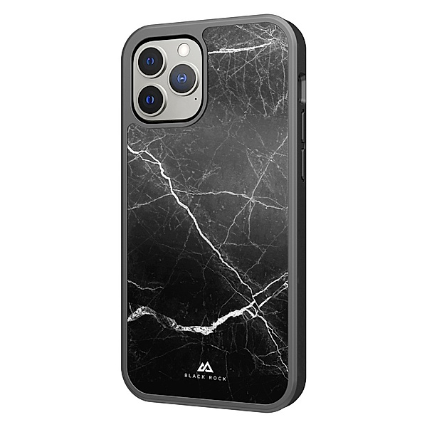 Black Rock Cover Protective Marble Case für Apple iPhone 13 Pro Max, Schwarz