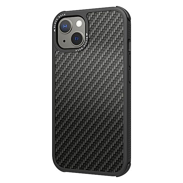 Black Rock Cover Robust Real Carbon für Apple iPhone 13, Schwarz