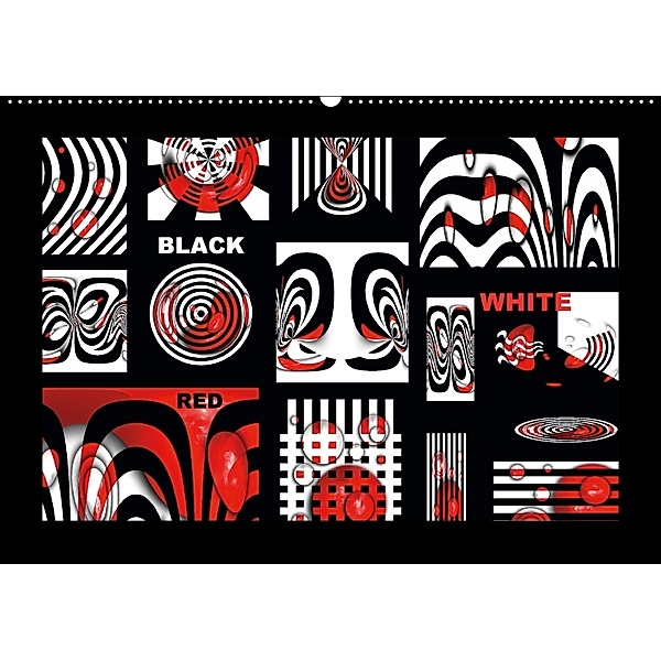 Black, white, red/UK-Version (Wall Calendar 2018 DIN A2 Landscape), Claudia Burlager