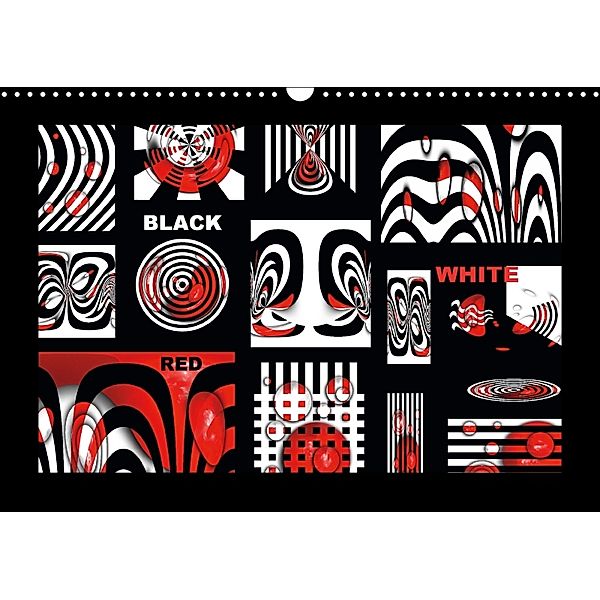 Black, white, red/UK-Version (Wall Calendar 2018 DIN A3 Landscape), Claudia Burlager