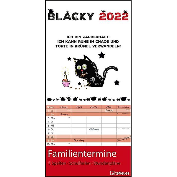 Blacky 2022 Familienplaner - Familien-Timer - Termin-Planer - Kinder-Kalender - Familien-Kalender - 22x45