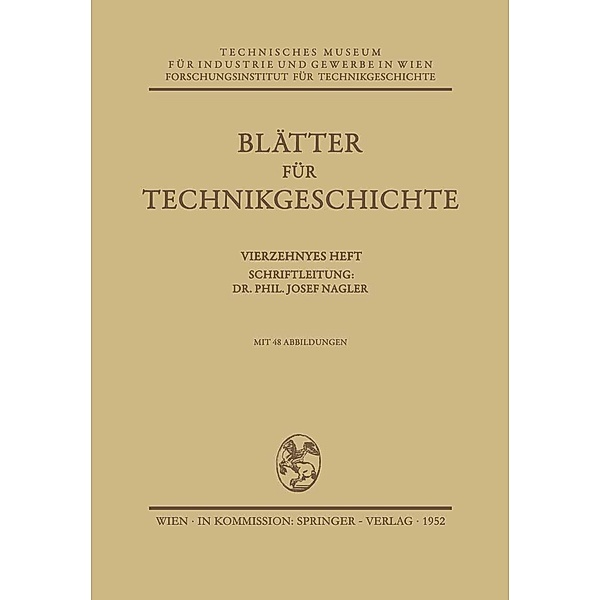 Blätter für Technikgeschichte / Blätter für Technikgeschichte Bd.14, Josef Nagler