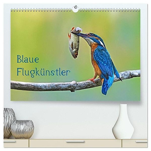 Blaue Flugkünstler (hochwertiger Premium Wandkalender 2024 DIN A2 quer), Kunstdruck in Hochglanz, Dorothea Oldani