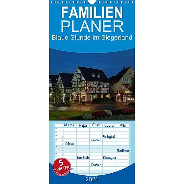 Blaue Stunde im Siegerland - Familienplaner hoch (Wandkalender 2021 , 21 cm x 45 cm, hoch), Schneider Foto / Alexander Schneider