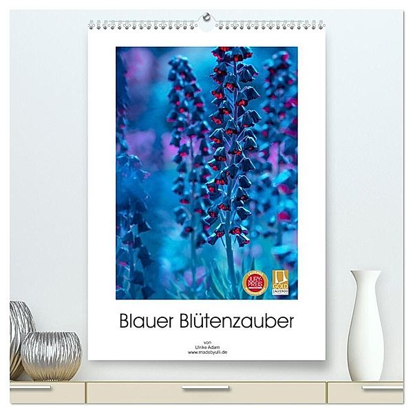 Blauer Blütenzauber (hochwertiger Premium Wandkalender 2024 DIN A2 hoch), Kunstdruck in Hochglanz, Ulrike Adam