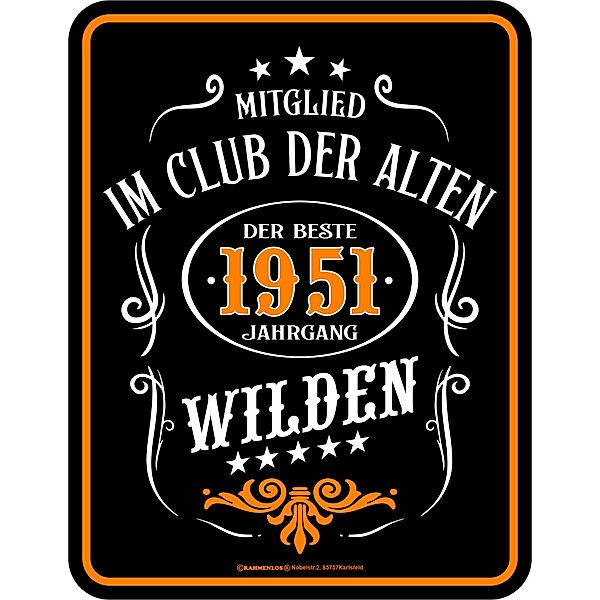 Blechschild Alte Wilde 1951