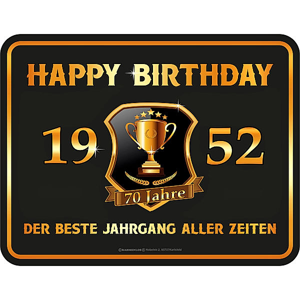 Blechschild Happy Birthday (Jahr: 1952)