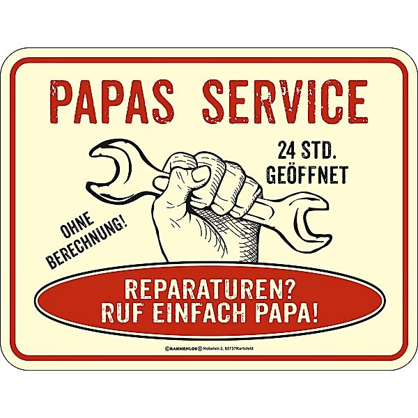 Blechschild Papas Service