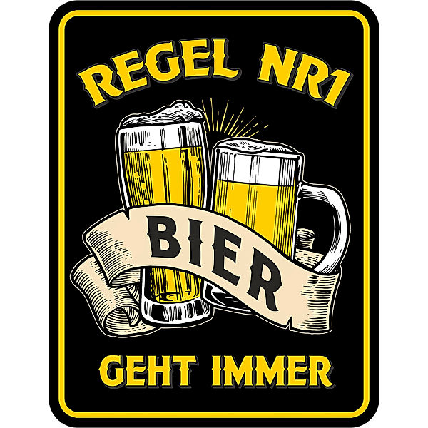 Blechschild Regel Nr. 1 - Bier geht immer