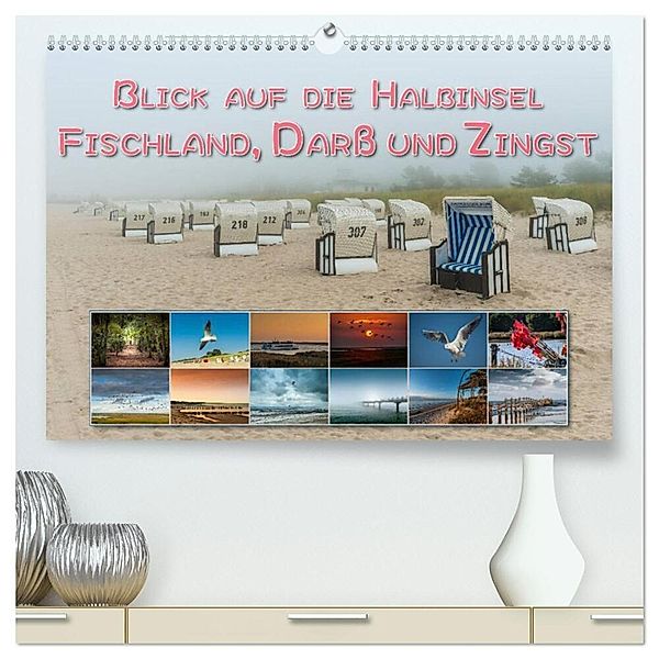 Blick auf die Halbinsel Fischland, Darß und Zingst (hochwertiger Premium Wandkalender 2024 DIN A2 quer), Kunstdruck in Hochglanz, Dieter Gödecke