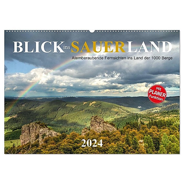 Blick ins Sauerland (Wandkalender 2024 DIN A2 quer), CALVENDO Monatskalender, Heidi Bücker