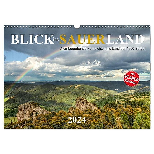 Blick ins Sauerland (Wandkalender 2024 DIN A3 quer), CALVENDO Monatskalender, Heidi Bücker