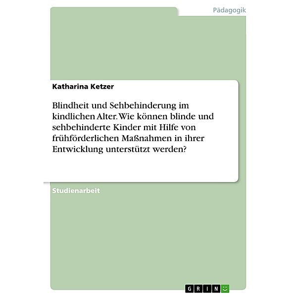 Blindheit und Sehbehinderung im kindlichen Alter. Wie können blinde und sehbehinderte Kinder mit Hilfe von frühförderlichen Maßnahmen in ihrer Entwicklung unterstützt werden?, Katharina Ketzer