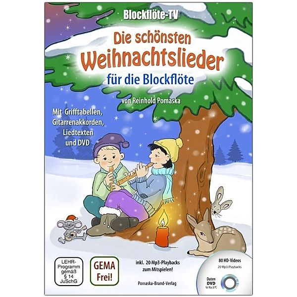 Blockflöte-TV: Die schönsten Weihnachtslieder für die Blockflöte - incl. DVD mit Lehrvideos und Playbacks zum Mitspielen, m. 1 DVD-ROM, Reinhold Pomaska