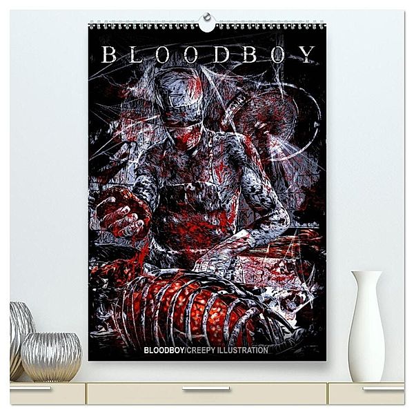 BLOODBOY/CREEPY ILLUSTRATION (hochwertiger Premium Wandkalender 2024 DIN A2 hoch), Kunstdruck in Hochglanz, Bloodboy