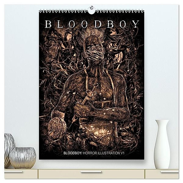 BLOODBOY/ HORROR ILLUSTRATION V1 (hochwertiger Premium Wandkalender 2024 DIN A2 hoch), Kunstdruck in Hochglanz, Bloodboy