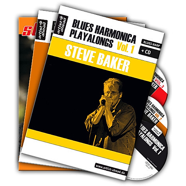 Blues Harmonica Playalongs, 3 Bde. + 3 Audio-CDs, Steve Baker