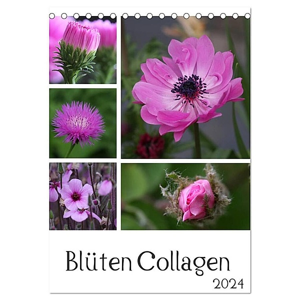 Blüten Collagen (Tischkalender 2024 DIN A5 hoch), CALVENDO Monatskalender, Schnellewelten