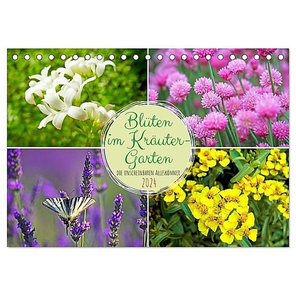 Blüten im Kräuter-Garten (Tischkalender 2024 DIN A5 quer), CALVENDO Monatskalender, Calvendo