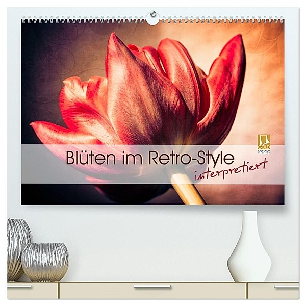 Blüten im Retro-Style (hochwertiger Premium Wandkalender 2024 DIN A2 quer), Kunstdruck in Hochglanz, Foto-FukS