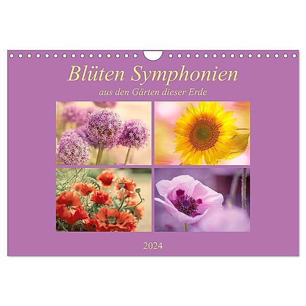 Blüten Symphonien aus den Gärten dieser Erde (Wandkalender 2024 DIN A4 quer), CALVENDO Monatskalender, Tanja Riedel