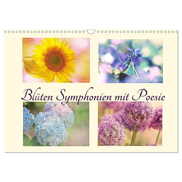 Blüten Symphonien mit Poesie (Wandkalender 2024 DIN A3 quer), CALVENDO Monatskalender, Tanja Riedel