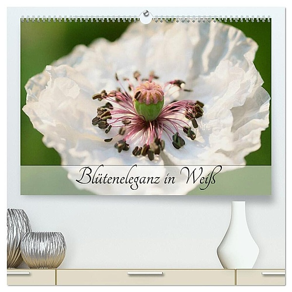 Blüteneleganz in Weiß (hochwertiger Premium Wandkalender 2024 DIN A2 quer), Kunstdruck in Hochglanz, Gisela Kruse