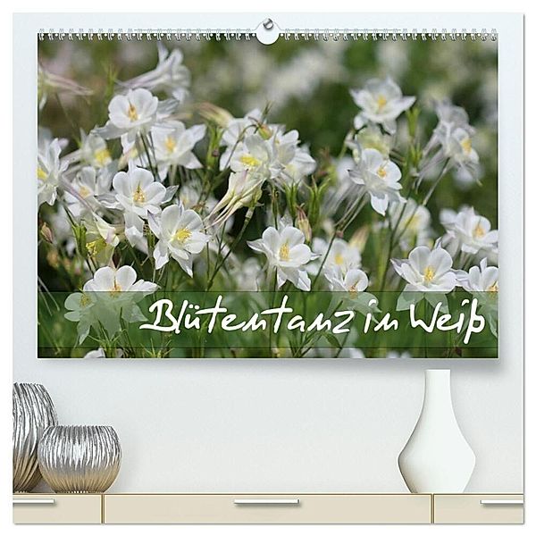 Blütentanz in Weiss (hochwertiger Premium Wandkalender 2025 DIN A2 quer), Kunstdruck in Hochglanz, Calvendo, Gisela Kruse