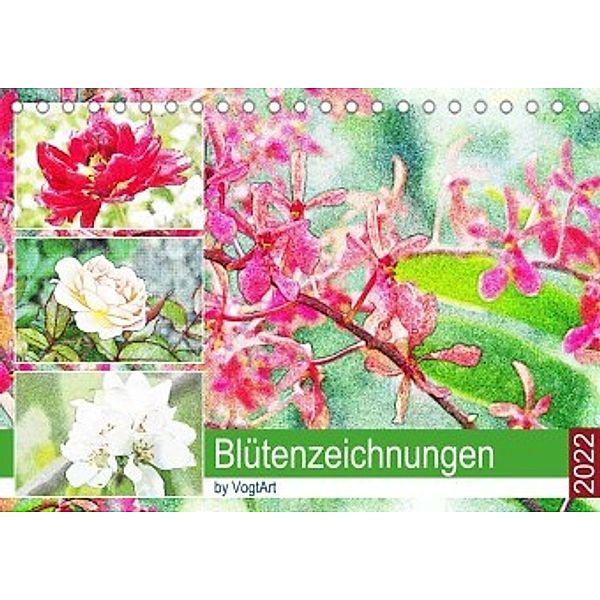 Blütenzeichnungen (Tischkalender 2022 DIN A5 quer), VogtArt